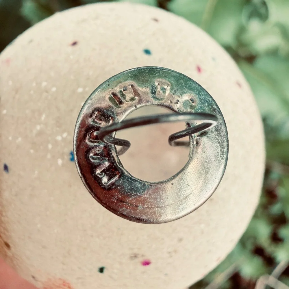 George Franke Cream Mica Rainbow Confetti Round Christmas Ornament 1930s-1950s